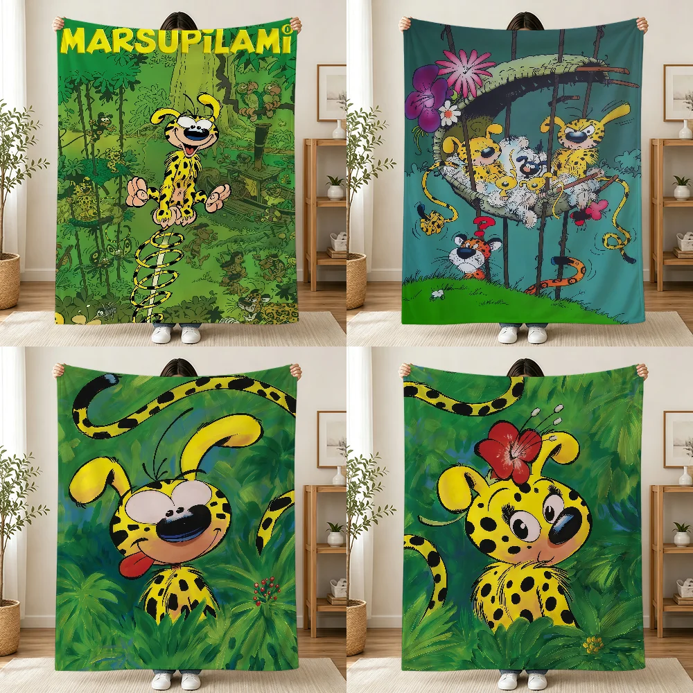 Fun Cute M-Marsupilami Cartoon Blanket Printed Flannel Soft Warm Cozy Season Nap Bed Sofa Travel Camping Gift Adults Kids