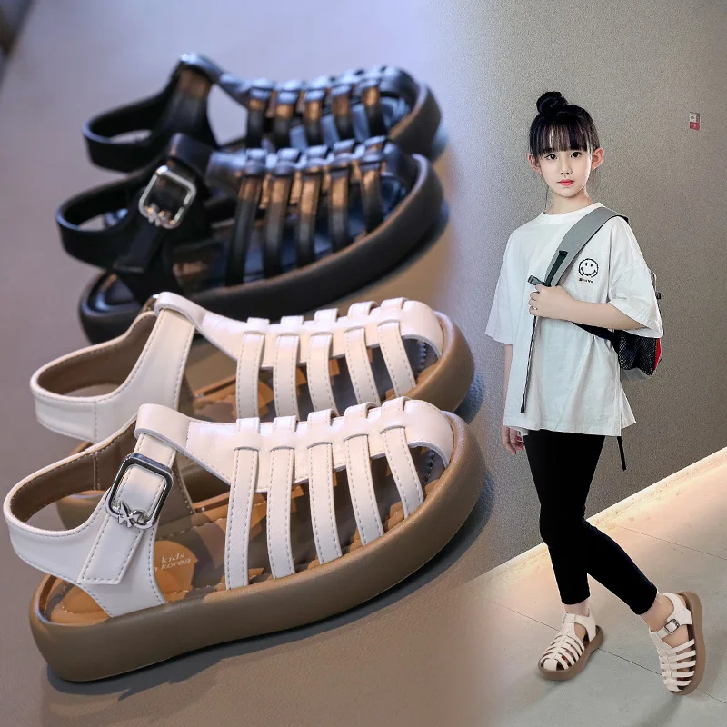 

Children's Shoes 2025 Summer New Girls' Princess Sandals Soft Sole Girls's Roman Beach Shoes Anti Slip Boys' Sports Sandals