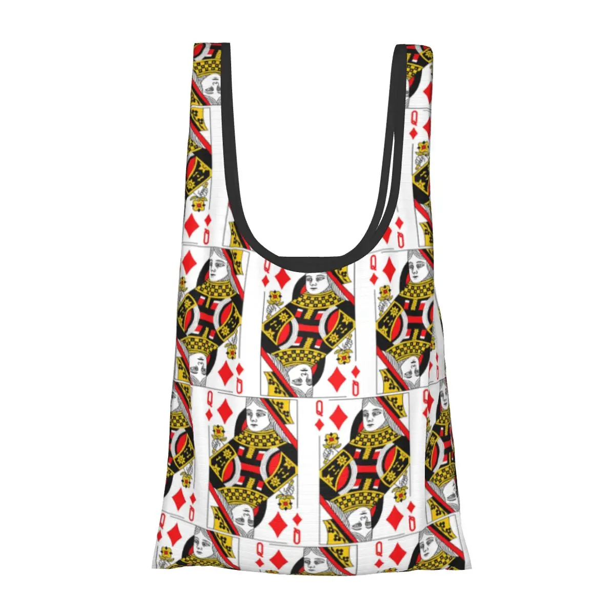 

Queen Of Diamonds Classic Card Deck Casino Poker Q Diamonds Portable Tote Shopping Bags Grocery Handbag Shoulder Bag