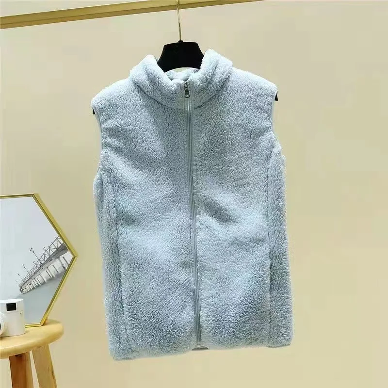 New Middle Aged Mother Double-Sided Fleece Vest 4XL Autumn Winter Women Thicken Warm Sleeveless Waistcoat Female Outerwear Tops