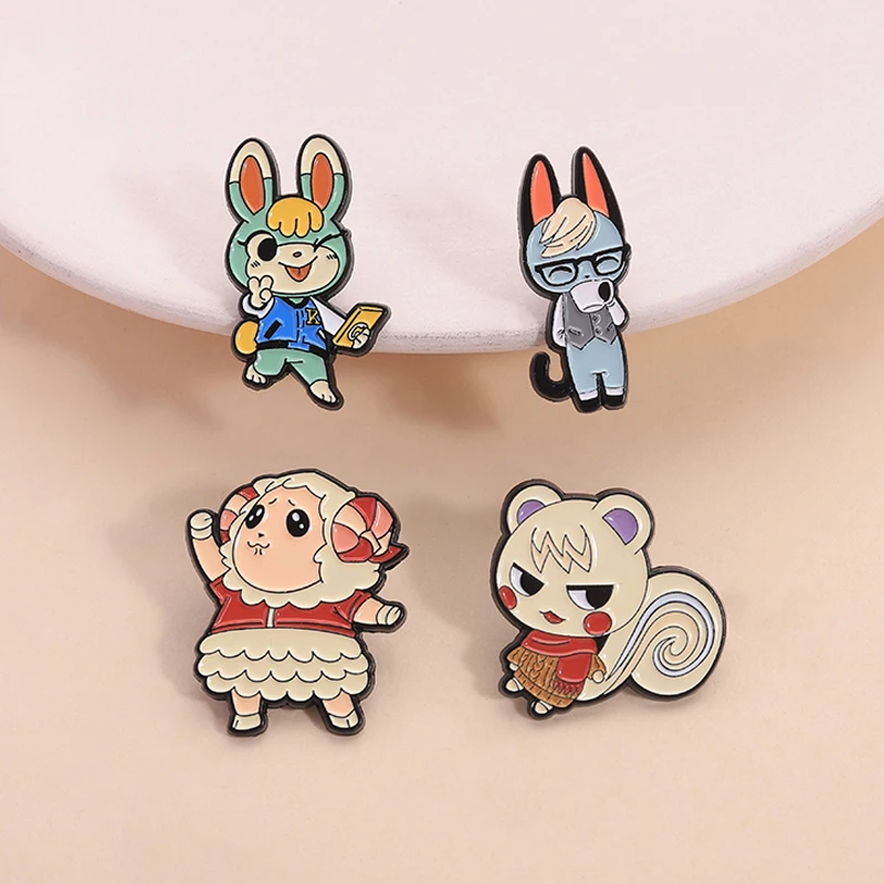 الكرتون الحيوان جمع المينا دبابيس لطيف القط ريموند الأخضر الوجه الكلب شخصيات الرسوم المتحركة دبابيس شارة التلبيب مجوهرات هدايا #2