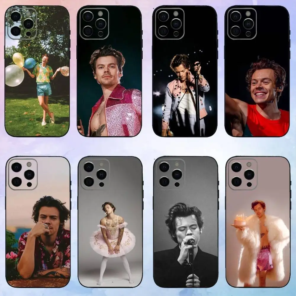

H-harrys S-styles Phone Case For iPhone17,16,15,14,13,12,11 Plus,Pro Max Soft Black Cover