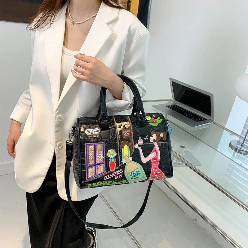 High Quality Boston Bag Fashion Embroidered Shoulder Bags for Women Luxury Purse and Handbag Designer Crossbody Bag Cute Satchel