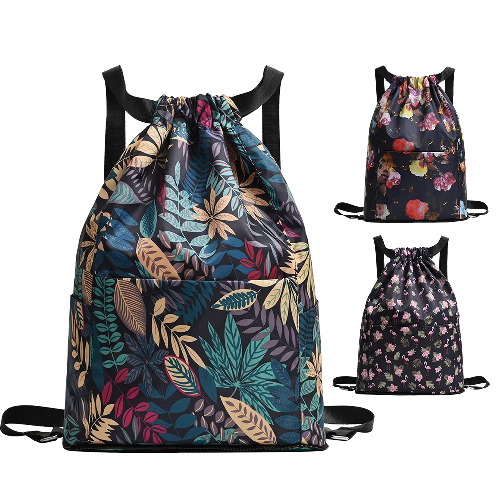 Mochila floral multifunções para mulheres, bolsa de ombro dupla, impermeável, grande capacidade, versátil, caminhadas ao ar livre, esportes