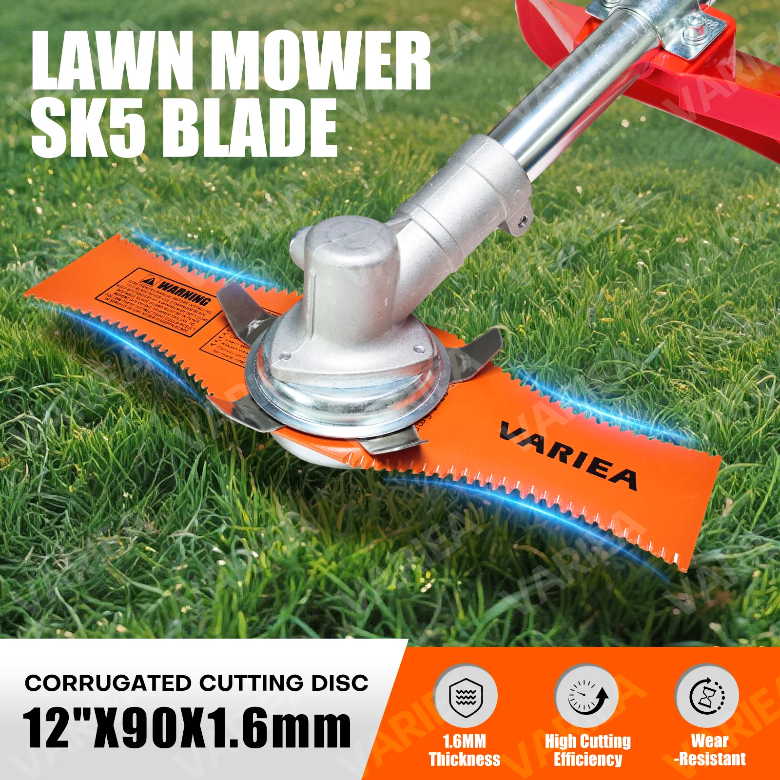 VARIEA-12-inch high-quality Sawtooth lawn mower blade, SK5 high-temperature quenched material - sharp, durable and wear-resistan