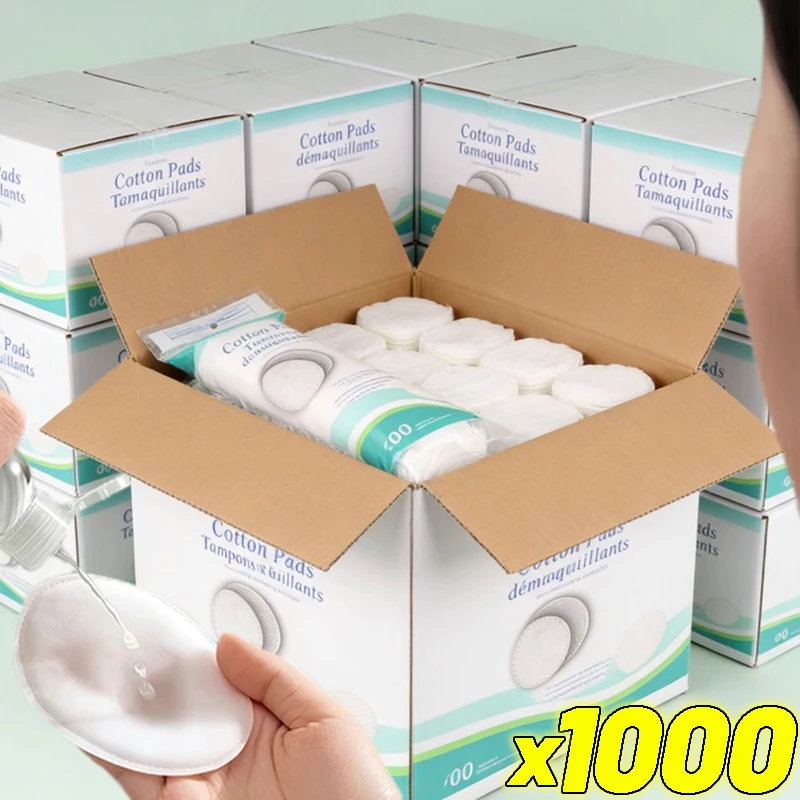 100/1000pcs Disposable Professional Round Cotton Pads Soft Breathable Non-Irritating Makeup Remover Pads for Daily Face Cleaning
