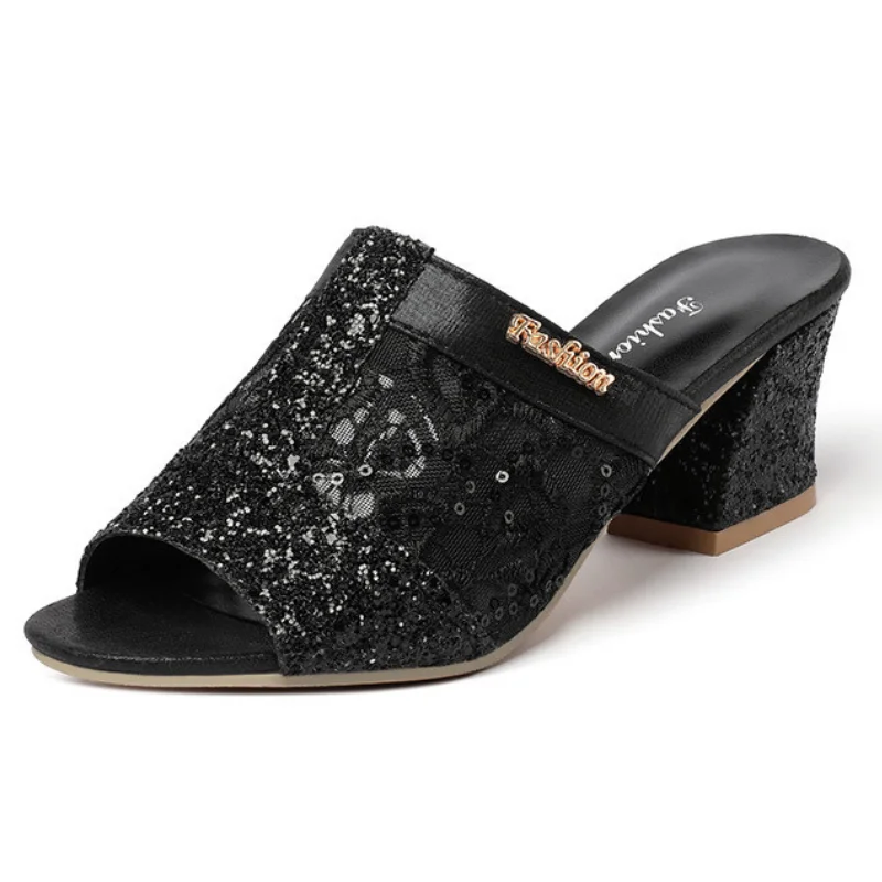 

Women Sandals Fashion Thick Heel Peep Toe Women's Shoes Mesh Breathable Sandals Ladies Plus Size Girls Summer Beach Sandals