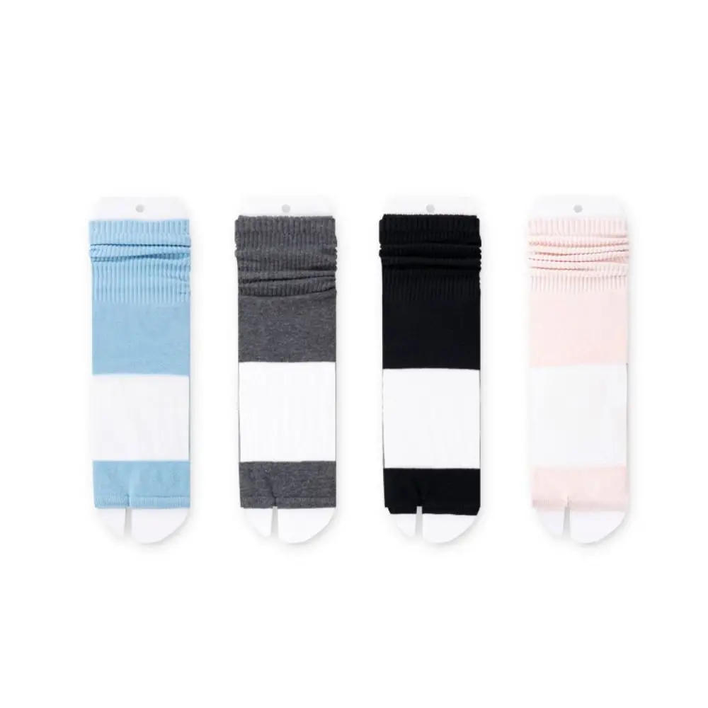 Thin Cotton Split Toe Socks Solid Color Breathable Mesh Flip Flop Socks Match Flip Flops Anti Slip Toe Separator Socks
