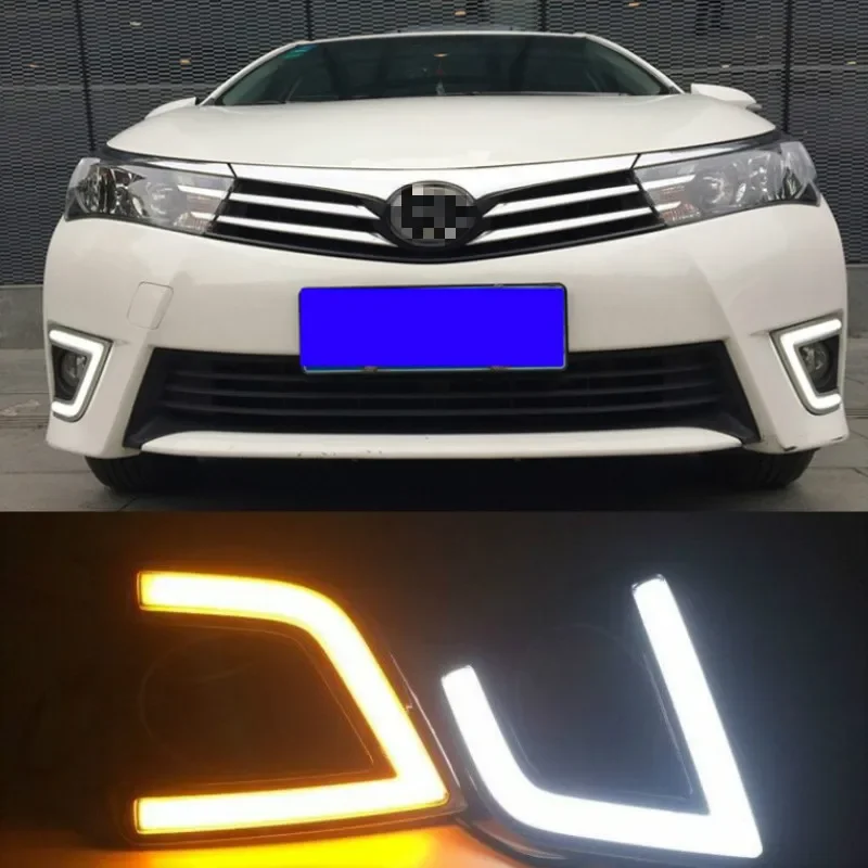 12V Daytime Running Light For Toyota Corolla 2014 2015 2016 Turn Signal ABS DRL Fog Lamp Decoration Car Accessories