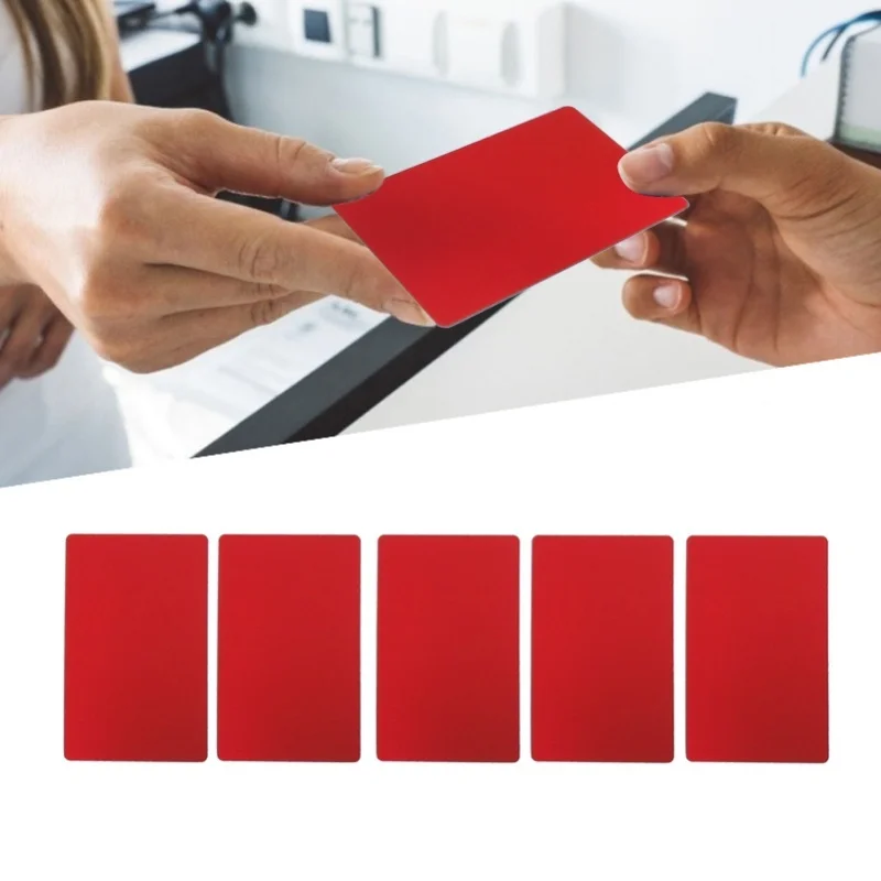 

50PCS Business Name Card Laser Engraving Waterproof And Wear Resistant Aluminum Visiting Card For Company Red