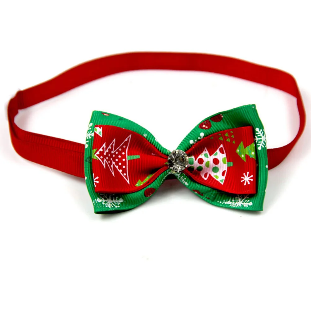 

20 Pcs Pet Bow Tie Christmas Accessories Necktie and Collar Flash Drilling Neckties