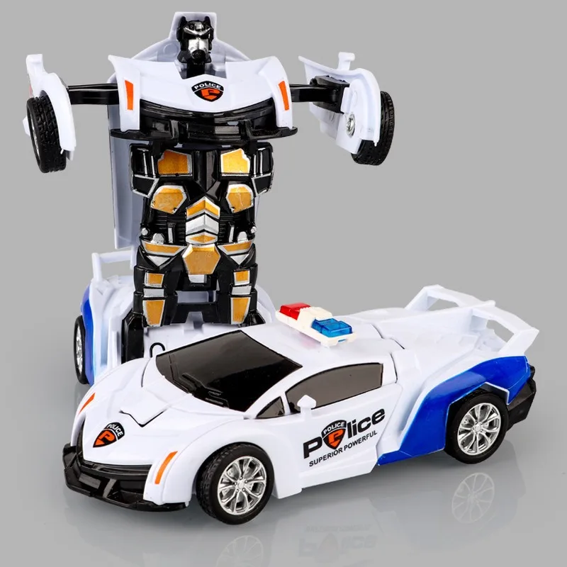 2-in-1-Ein-Tasten-Verformungsauto, Spielzeug, automatische Transformation, Roboter, Kunststoffmodell, Kollisionstransformung, lustige Druckguss-Spielzeug, Kindergeschenke