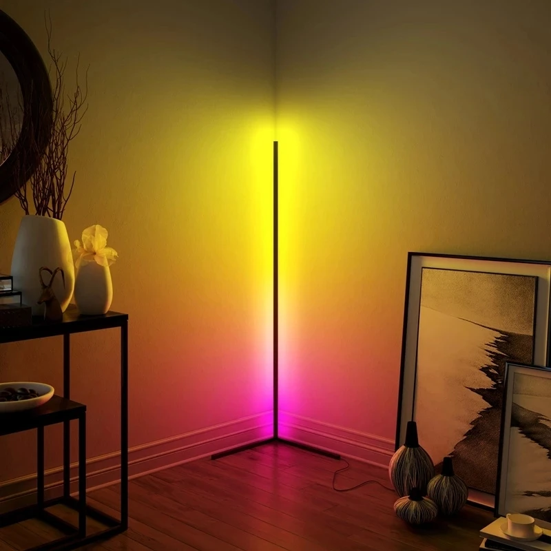 Corner Ambient Light Standing Floor Lamp 1.4m RGB Symphony Dimming Indoor Lighting for Living Room Bedroom Home Decor with RE