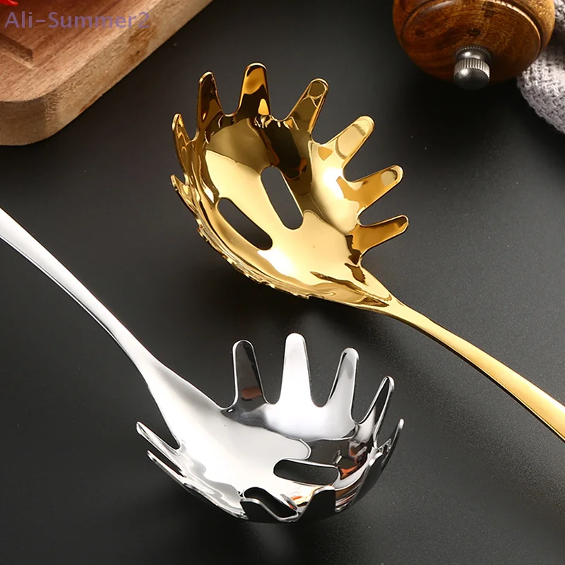 {MX} Multifunctional Stainless Steel Noodle Spoon Gold Silver Spaghetti Server Spoon Food Strainers Pasta Colander Ladle
