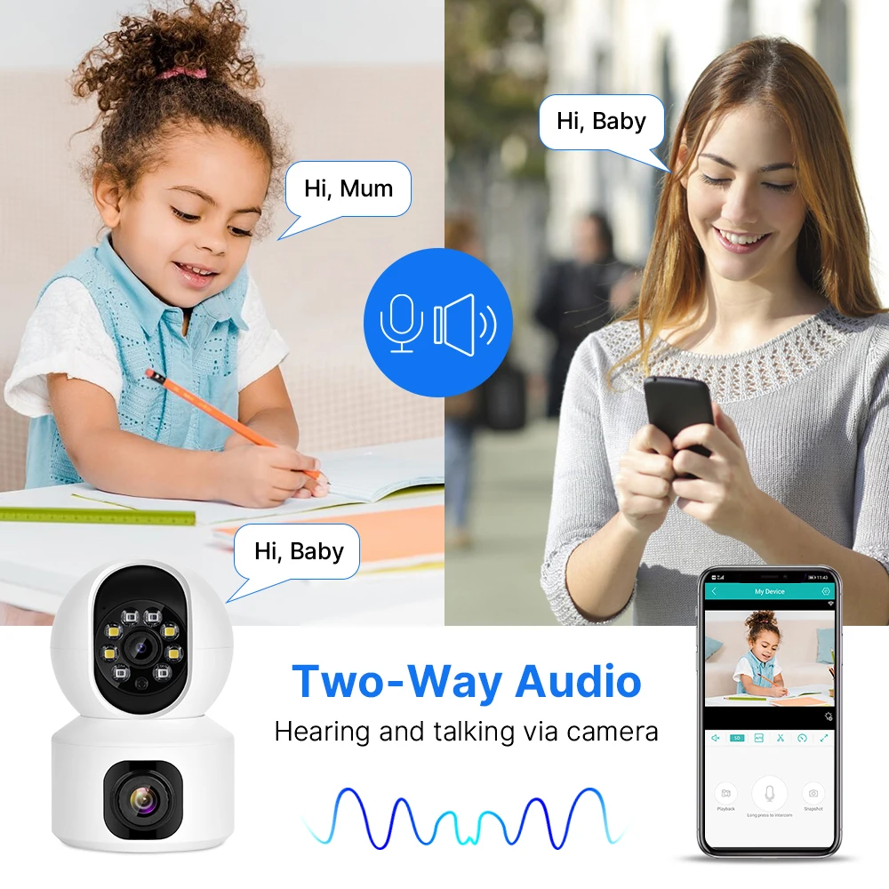 Hiseeu 2K 4MP PTZ Telecamera IP WIFI Wireless Smart Home Security Telecamera di sorveglianza Audio bidirezionale Telecamera per baby monitor per interni