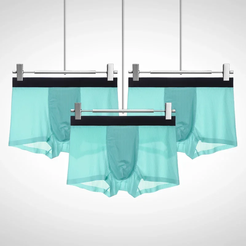 

3PCS Men's Ice Silk Personality Youth Summer Four Corner Pants Ultra-thin Traceless Breathable Antibacterial Pants