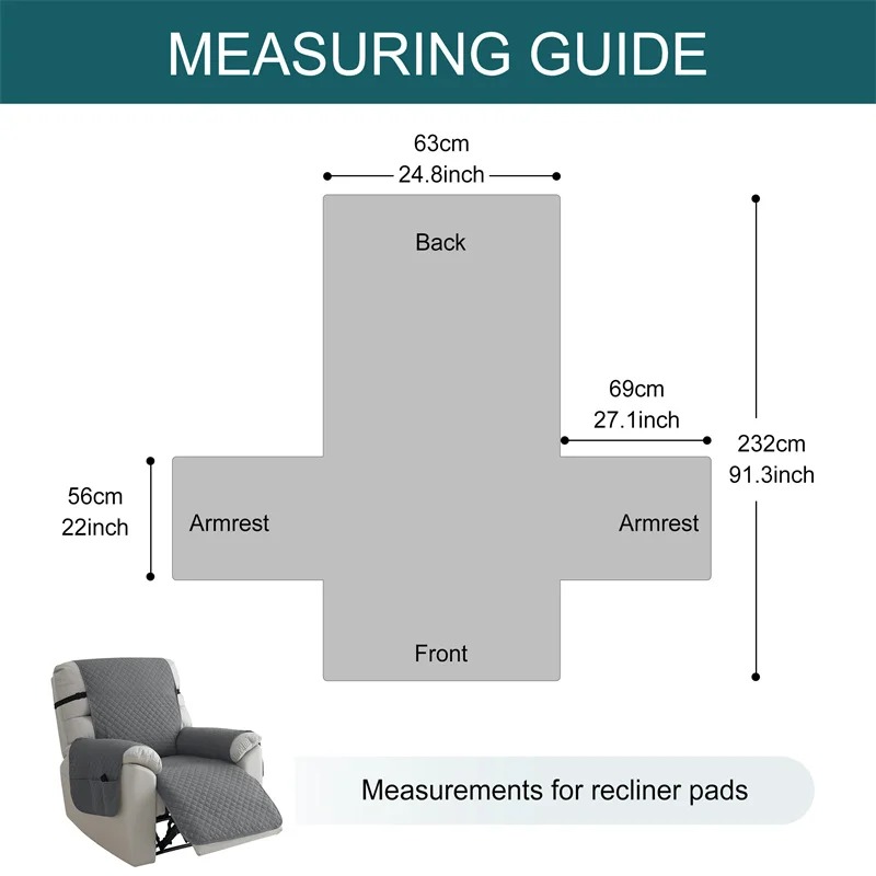 1PC Solid Color Recliner Armchair Cover Pets Kids Anti-dirty Sofa Slipcover Non-Slip Relax Recliner Mat Cover for Living Room