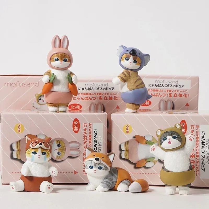 

4cm Mofu Cat Series Blind Box Action Figure Set, Animal Headband Doll, Cute PVC Model, Desktop Ornament, Craft, Gift, Toy