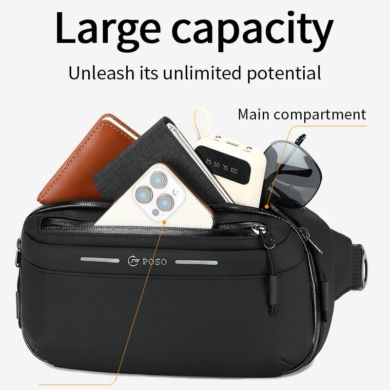 POSO Single Shoulder Crossbody Multifunction Digital Bag Multi-layer Waterproof Earphones Power Bank Men's Handheld Storage Bag - view 3