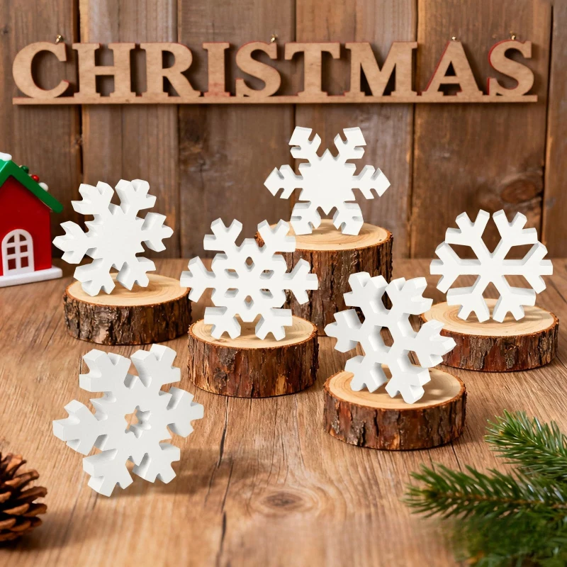 Wooden Christmas Snowflake Ornament – Festive Tree Decor Wooden Hanging Accessory for Holiday