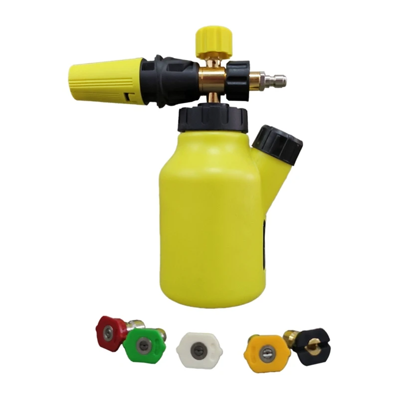 

Foam Cannon Up To 4500 PSI, Foam Cannon With 5 Pressure Washer Nozzle Tips, And 1/4 Inch Quick Connector Easy Install