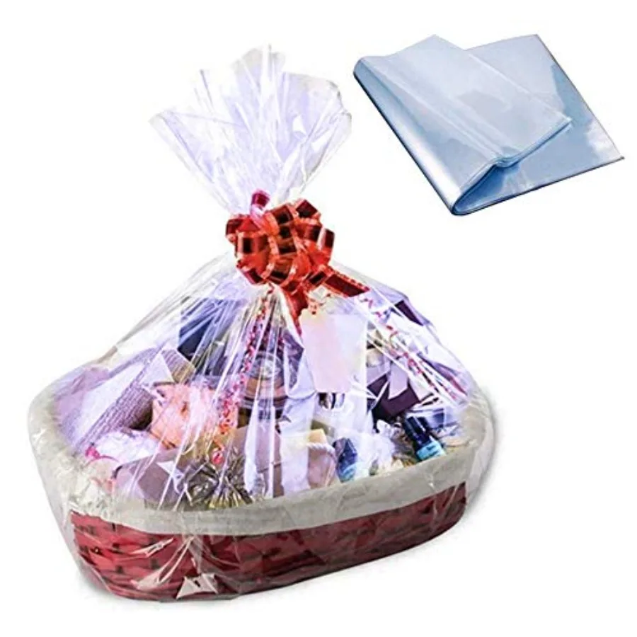 

100PCS Shrink Wrap Bags for Gift Baskets24x32 inches 2 Mil Thick PVC Heat Shrink Bags Large Cellophane Wrap for Packaging Gift