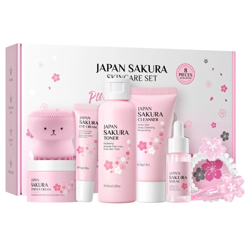 8x/Set Skincare Set Flower Skincare Present Set Woman Moisturizing Skincare Set