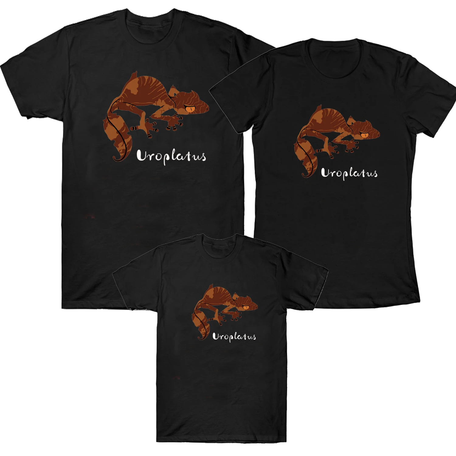 

Uroplatus Printing Family Set T-Shirt Cotton O-Neck Short Sleeve Shirt Pets Reptile Lover Family Matching Outfit