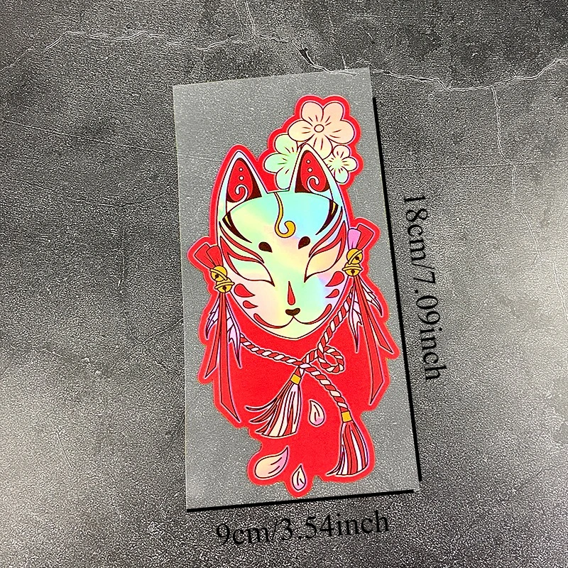 ملصقات Fox Mask JDM للدراجات النارية مقاومة للماء للدراجات النارية هدية أمامية يمكنك صنعها بنفسك صندوق خوذة سكوتر شارات فينيل ليزر عاكسة #2