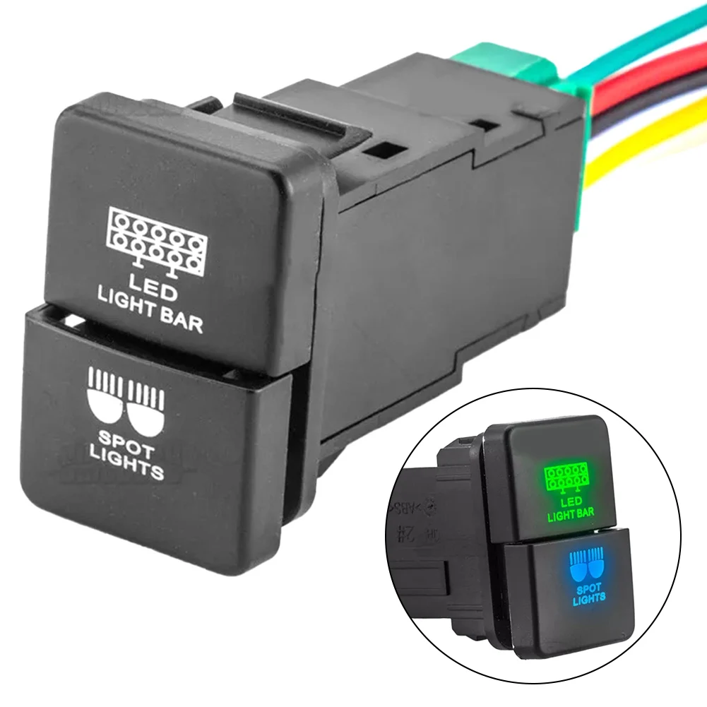 Dual Push Button Switch For Controlling LED Light Bar Fog Light W/ Wire Spot Lights For Toyota For 4runner For Tacoma