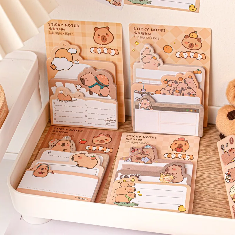 24pcs/lot Creative Capybara Memo Pad Cartoon Animal Sticky Note Stationery Label Notepad Planner Sticker Post School Supplies