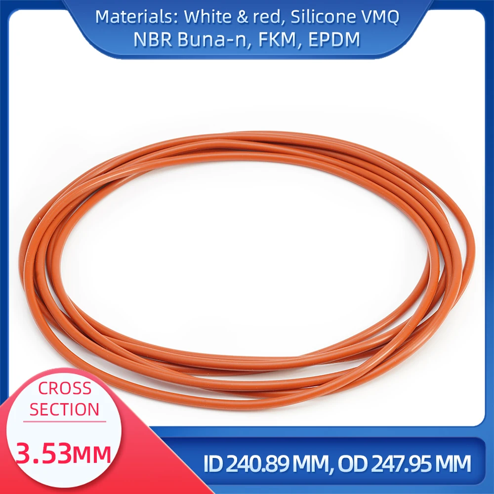 

O Ring CS 3.53 mm ID 240.89 mm OD 247.95 mm Material With Silicone VMQ NBR FKM EPDM ORing Seal Gask