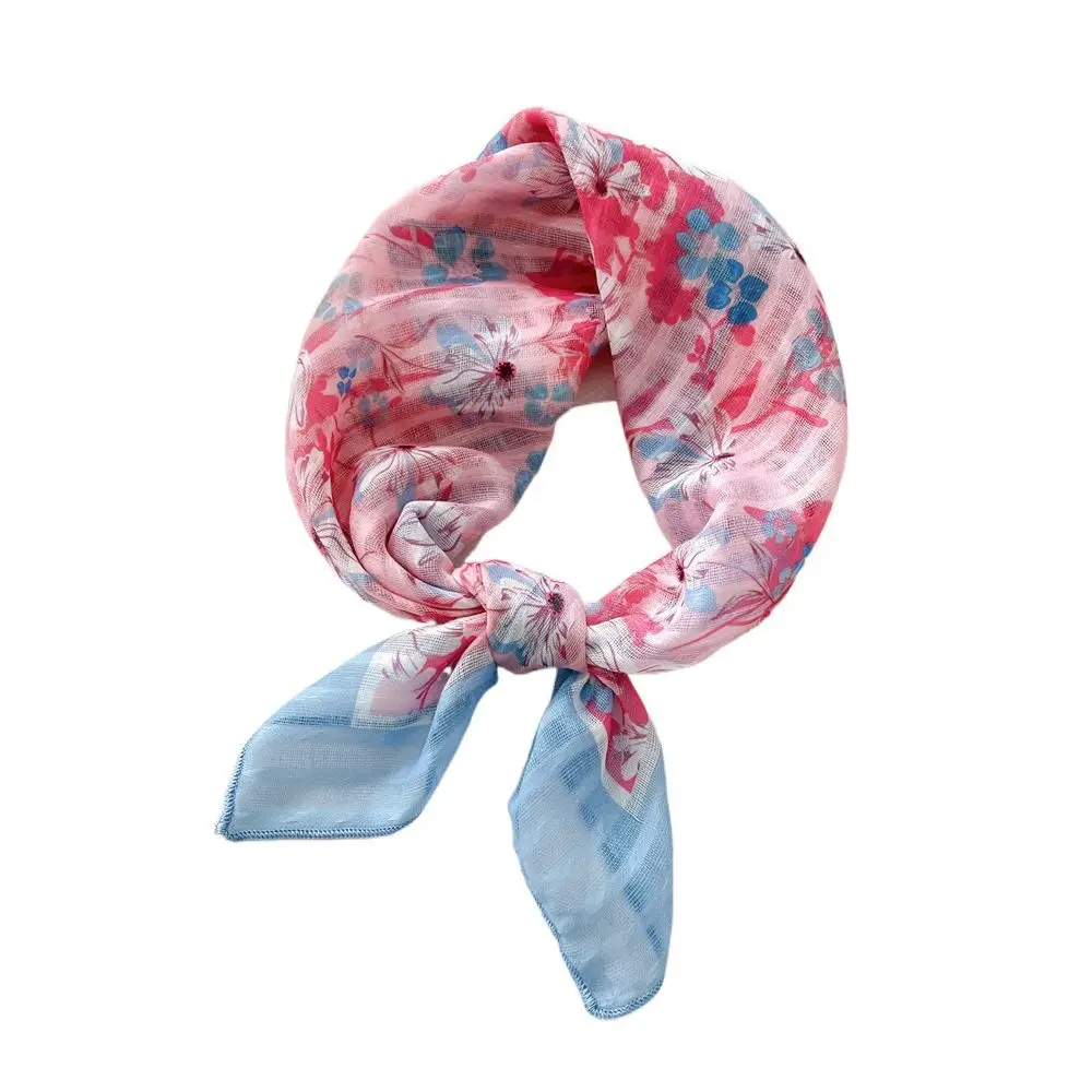 

Neck Tie Bag Scarfs Accessories Bandanas Weave Hair Decorate Female Printed Scarf Flower Silk Scarf Hair Band Square Scarf