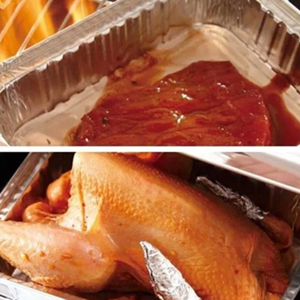 

10Pcs Disposable Bbq Grill Aluminum Foil Drip Pan Trays for Grease Catch Liner Indirect Cooking and Easy Cleanup