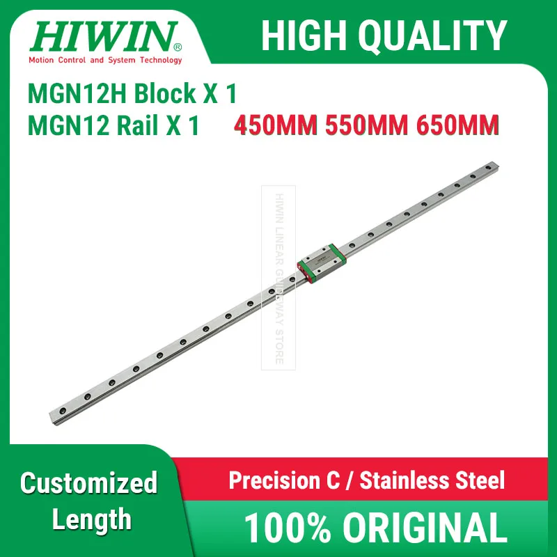 

HIWIN MGN12H 450mm 550mm 650mm Linear Rail with Z1 Preload Block for Ratrig VCore 4 Upgrade