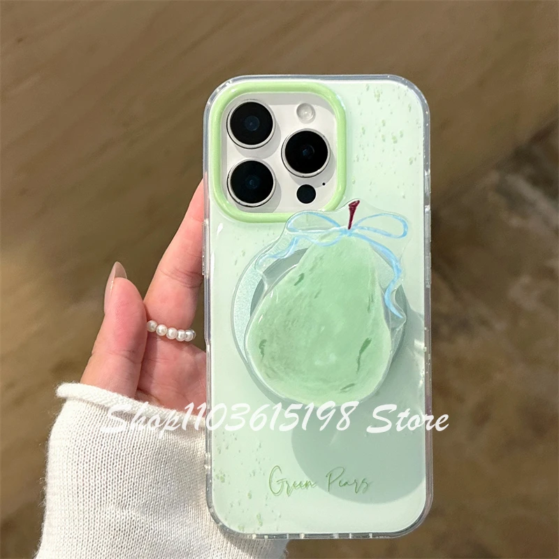 

Korean Cute Summer Pear Magnetic Holder Phone Griptok Grip Tok Phone Stand Support For iPhone For Magsafe Accessories Smart Tok