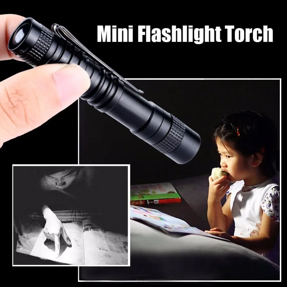 Portable 1Pc Mini Pocket Penlight 1000 Lumens LED Flashlight Torch Light Lamp Clip Camping Fishing Lanterna Use AAA