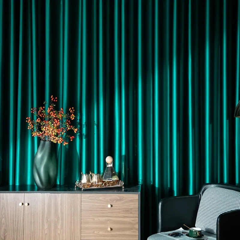 

Modern Minimalist Tribute Brocade Shading High-precision Curtains for Living Dining Room Bedroom Hotel Home Textile Luxury Satin