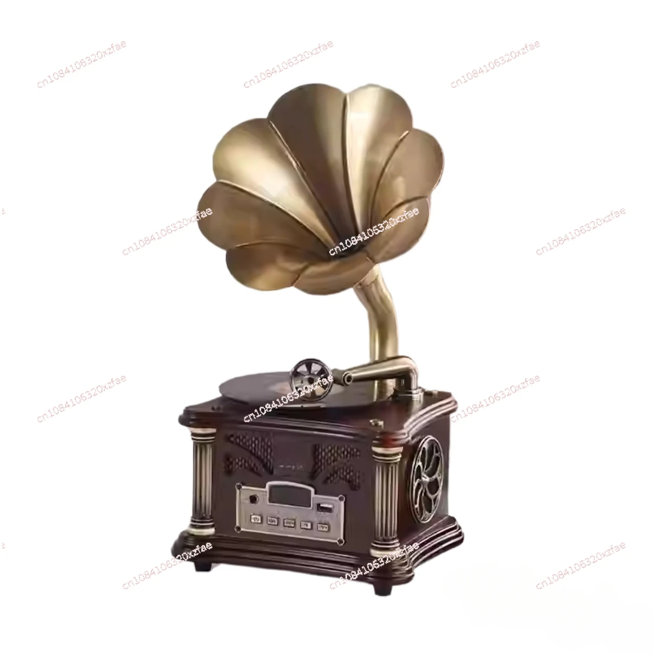 Gramophone Bluetooth USB Output Copper Horn Nostalgic Vinyl Retro All-In-One Turntable Record Player Vintage Phonograph Charging