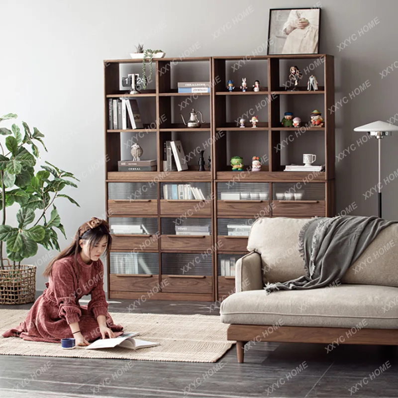 Solid Wood Bookshelf Pine Study Shelf Modern Display Shelf Bookcase