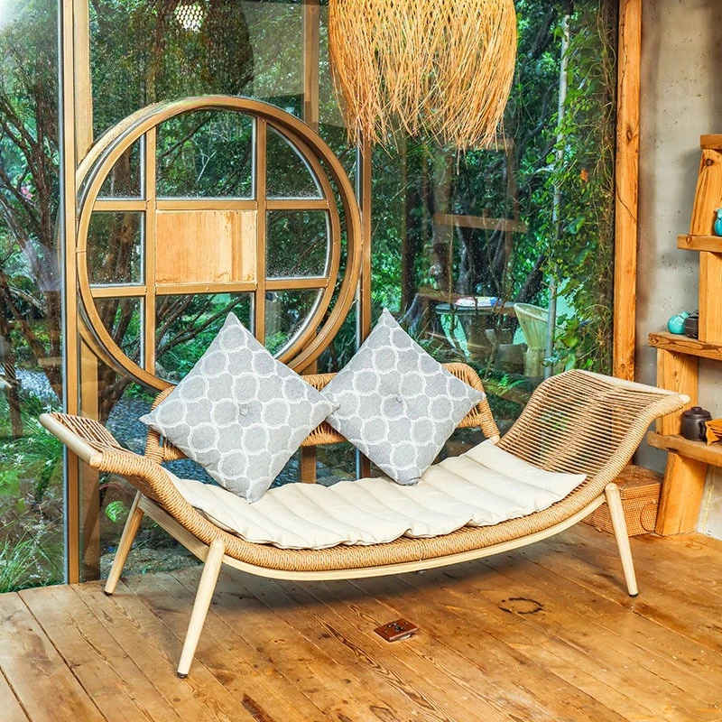 

Rocking rattan balcony escape recliner adult leisure chair elderly sleeping rattan lazy