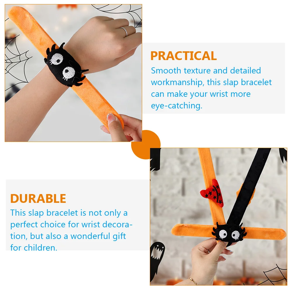 6 Pcs Pumpkin Spider Pants Bracelet Party Slap Kids Bracelets Wrist Bands Toy Bulk Halloween Gift