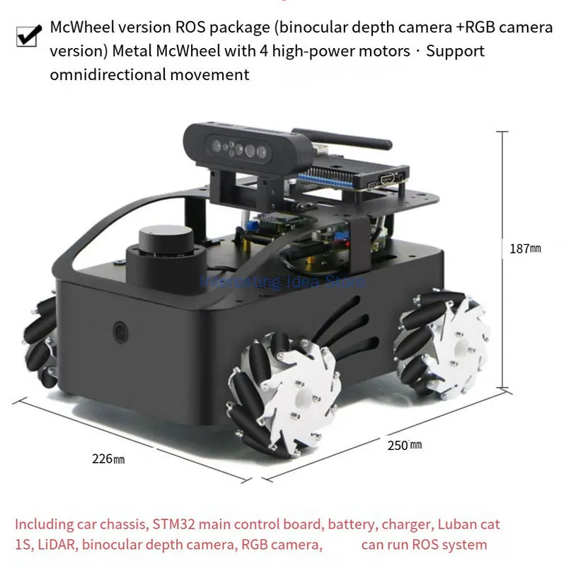 ROS Robot Luban Cat 1S Embedded Development Board RK3566 with Industrial Design Chassis Compatible with Raspberry Pi