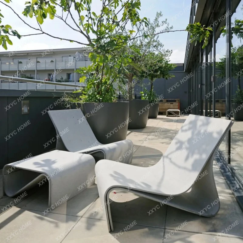 

Q Sun Lounger Minimalism Villa Outdoor Garden Balcony Waterproof and Sun Protection Backrest Leisure Chair