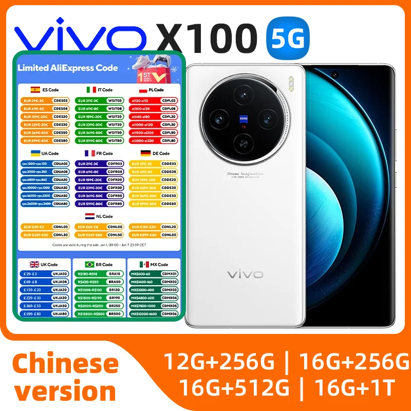 VIVO X100 5g smartphone Dimensity 9300 50MP Rear Camera 6.78" 120HZ AMOLED 120W 5000mAh NFC OTA OTG Original used phone