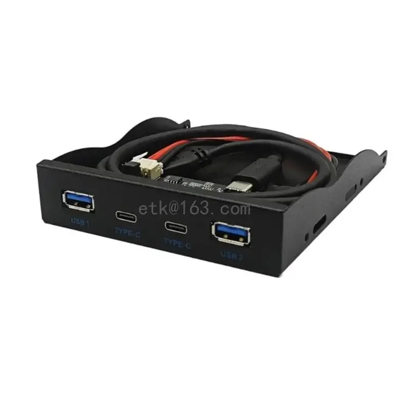 

3.5Inch Front Panel USB Hub Internal USB Hub with 10Gbps USB3.2 Gen2 UsbC Ports TypeE Header Fits 3.5" PC Computer