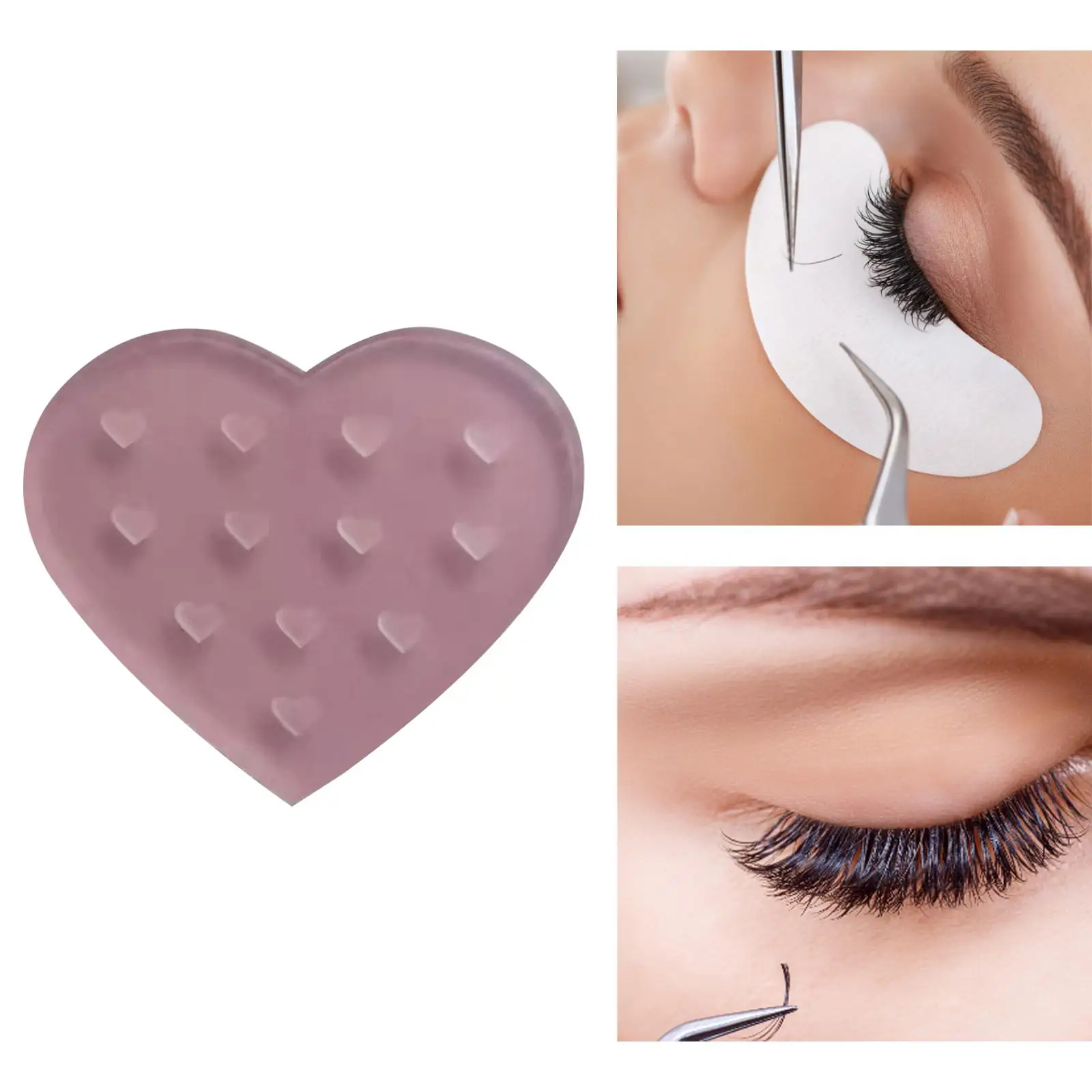 6xEyelashes Glue Stand Professional Heart-Shaped Holder for Eyelash Extension Pink Heart