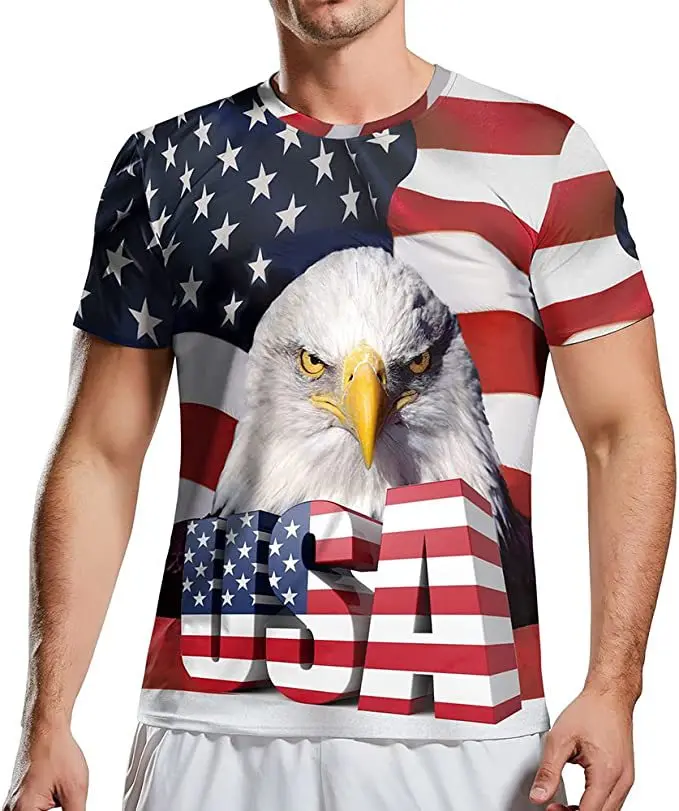 New USA Flag Series Eagle Print T-shirt for Men 3D Fashion Teenage Personality Round Neck Tops Summer y2k Streetwear Clothing