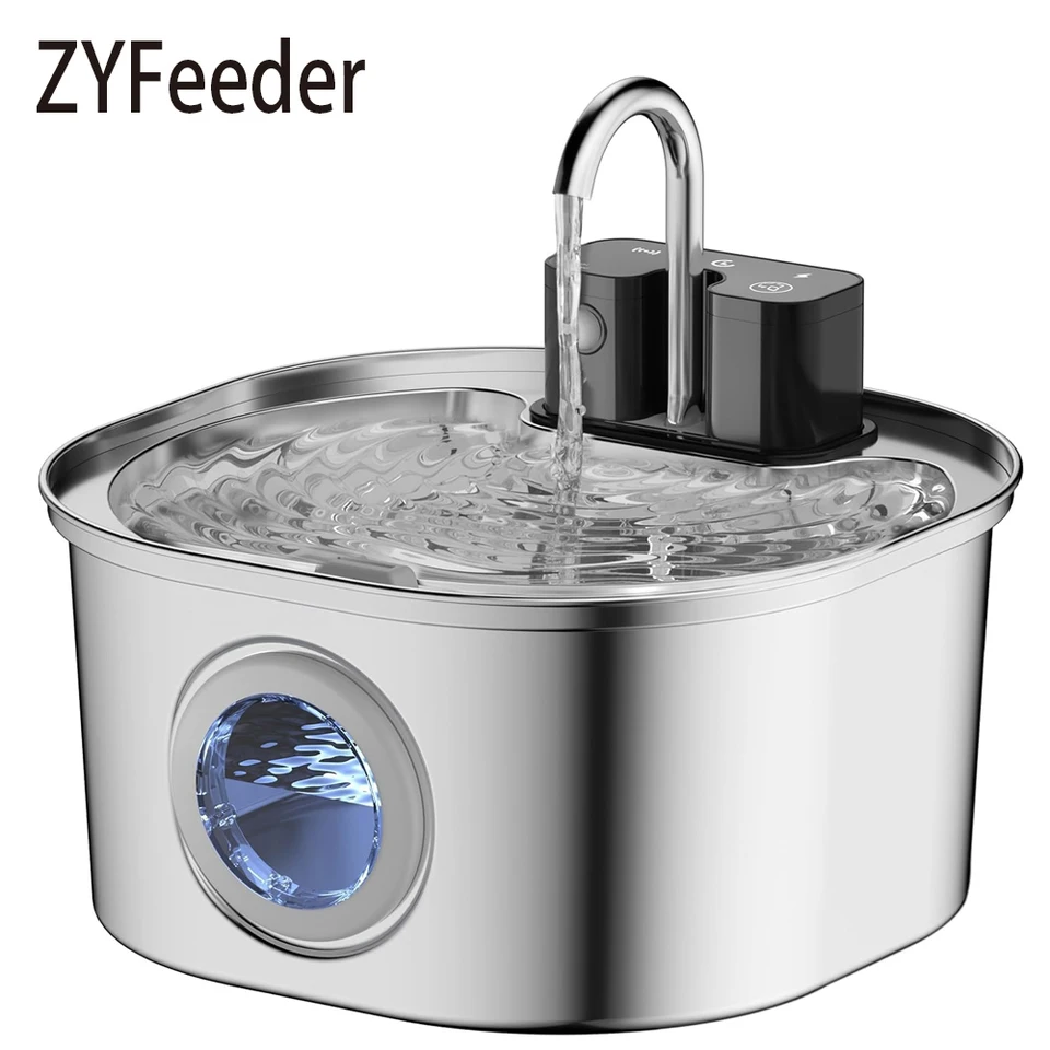3.2L 무선 스테인레스 스틸 애완 동물 급수기 자동 고양이 분수 수도꼭지 스마트 개 워터 디스펜서 비주얼 창 마시는 그릇