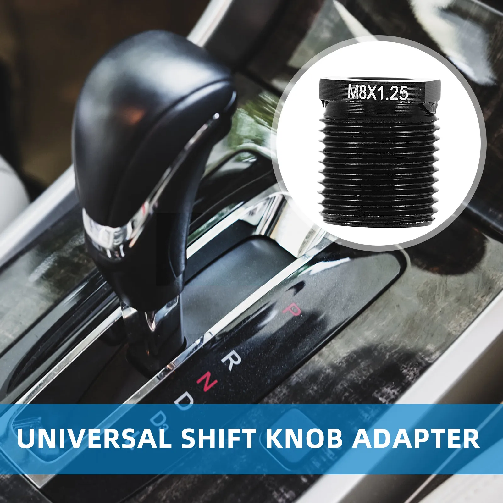 Black M8 Universal Shift Knob Adapter Aluminum Alloy Gear Shifter Boot Retainer Replacement for Manual Non Threaded Gear Stick